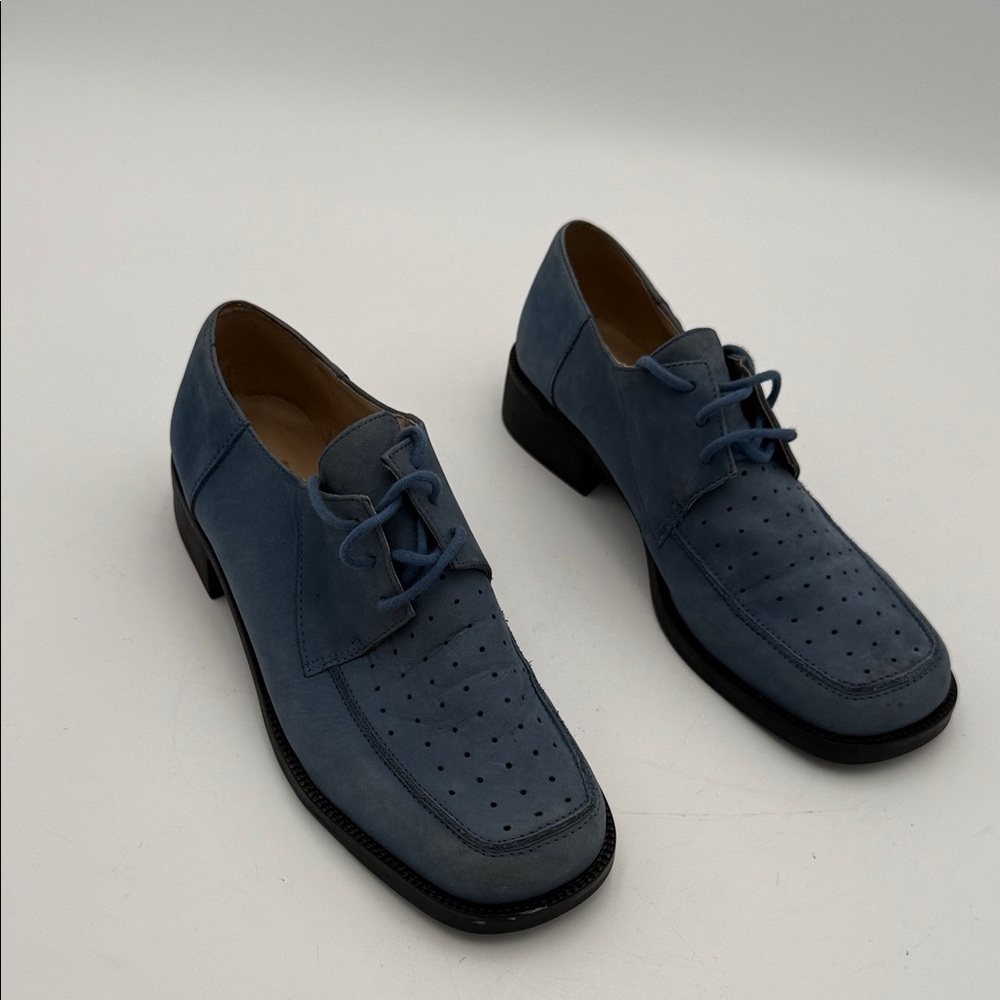 Vintage Diba women Navy Oxfords shoe lace up suede 9.5 Y2K office casual retro